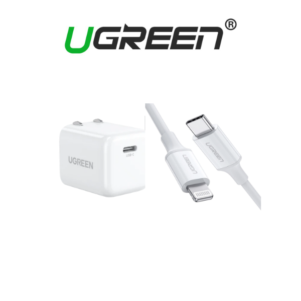 Củ sạc nhanh 20W chuẩn USB Type C, kèm dây cáp C to Lightning 1,5m Ugreen 30313