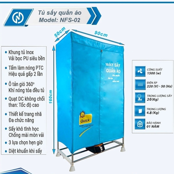 Tủ sấy quần áo Nefa cơ NFS02