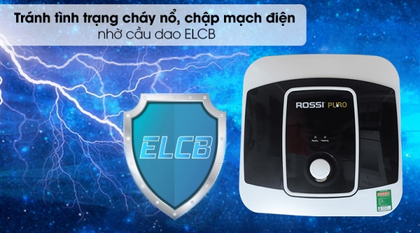 Bình nóng lạnh chống giật ELCB Rossi PURO RPO30SQ