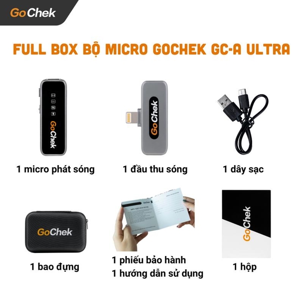 Mic thu âm không dây Gochek D02 Chân Lightning