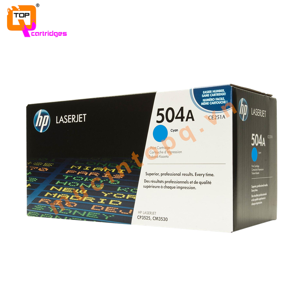 Hộp mực in laser màu chính hãng HP 504A - CE251A xanh