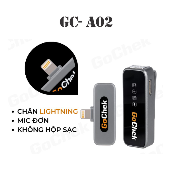 Mic thu âm không dây Gochek GC-A02 Chân Lightning không sạc