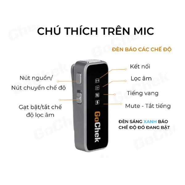 Mic thu âm không dây Gochek GC-A02 Chân Lightning không sạc
