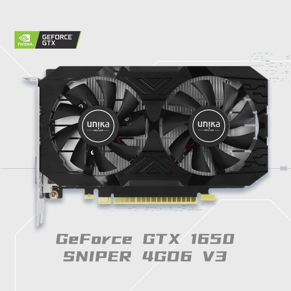 Card VGA GeForce GTX 1650 Unika Super Sniper V2 | 4GB GDDR6, 896 CUDA, 300W