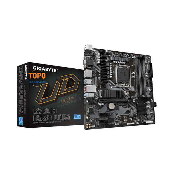 Mainboard Gigabyte B760M DS3H DDR4 (Intel B760/ Socket 1700/ M-ATX/ 4 khe ram/ DDR4/ 2.5 Gigabit LAN)
