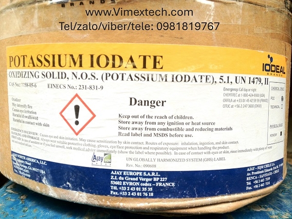 Kali iodat - KIO3 - Chile - Dược dụng - 25kg