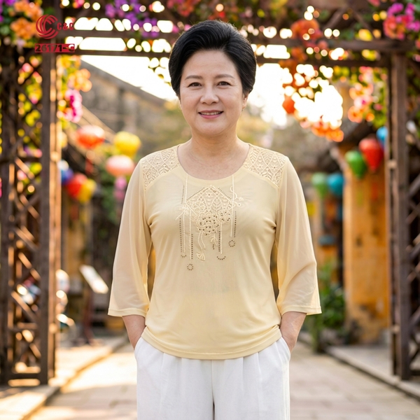 26171 - Áo Tay Lỡ Xòe Phối Ren Đính Đá