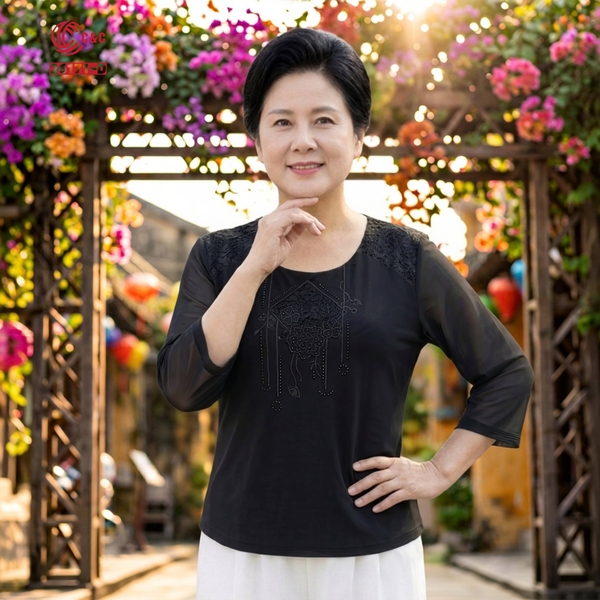26171 - Áo Tay Lỡ Xòe Phối Ren Đính Đá