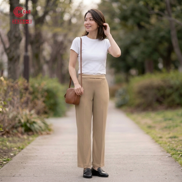 26204 - Quần Thun Ống Đứng Lưng Thun Ly Giữa