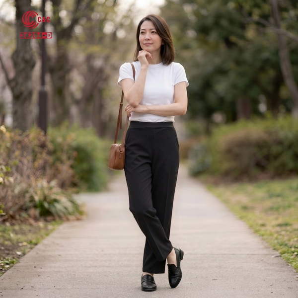 26204 - Quần Thun Ống Đứng Lưng Thun Ly Giữa