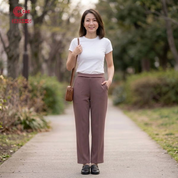 26204 - Quần Thun Ống Đứng Lưng Thun Ly Giữa