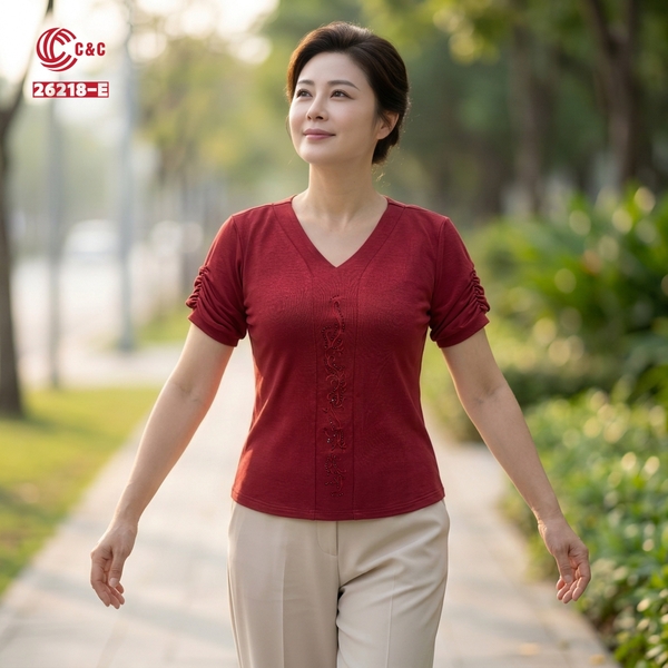 26218 - Áo Len Mịn Thêu Dây Leo Phối Đá