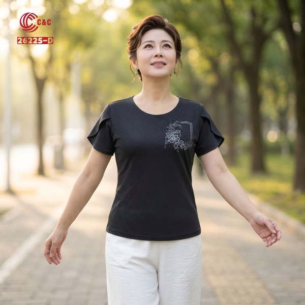 26225 - Áo Tay Cánh Hoa Thêu Hoa Phối Đá Trang Nhã