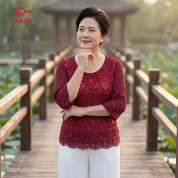 26234 - Áo Tay Lỡ Thêu Hoa Đính Đá Che Khuyết Điểm Vòng Bụng Hoàn Hảo