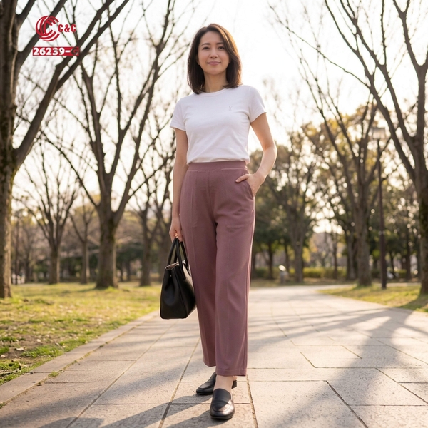 26239 - Quần Tây Vải Thun Ống Đứng Lưng Thun Ly Trần