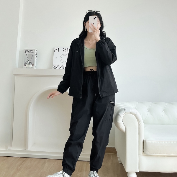 Quần Jogger Nữ Túi Hộp dáng ống rộng thể thao chất liệu gió 2 lớp cao cấp QJ013