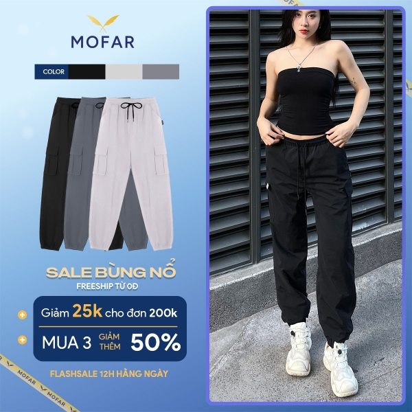 Quần Jogger Nữ Túi Hộp dáng ống rộng thể thao chất liệu gió 2 lớp cao cấp QJ013