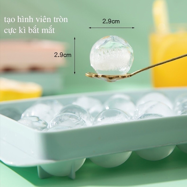 Khay làm đá bi tròn, khuôn làm đá có nắp đậy thông minh hình viên bi 33 viên - THE GARDEN