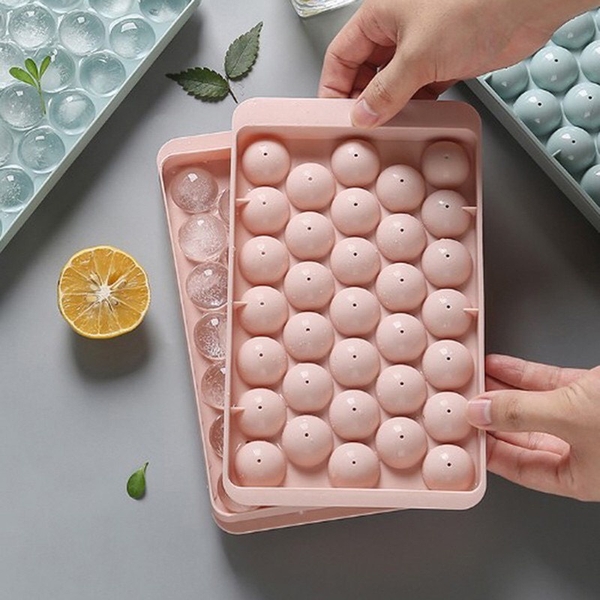 Khay làm đá bi tròn, khuôn làm đá có nắp đậy thông minh hình viên bi 33 viên - THE GARDEN