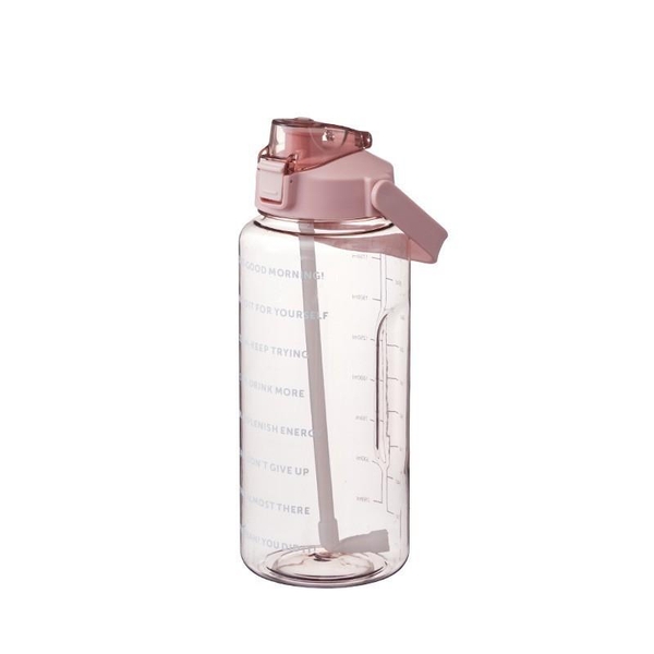 Bình nhắc nhở uống nước có ống hút, vạch chia màu | Dung tích 2000ml