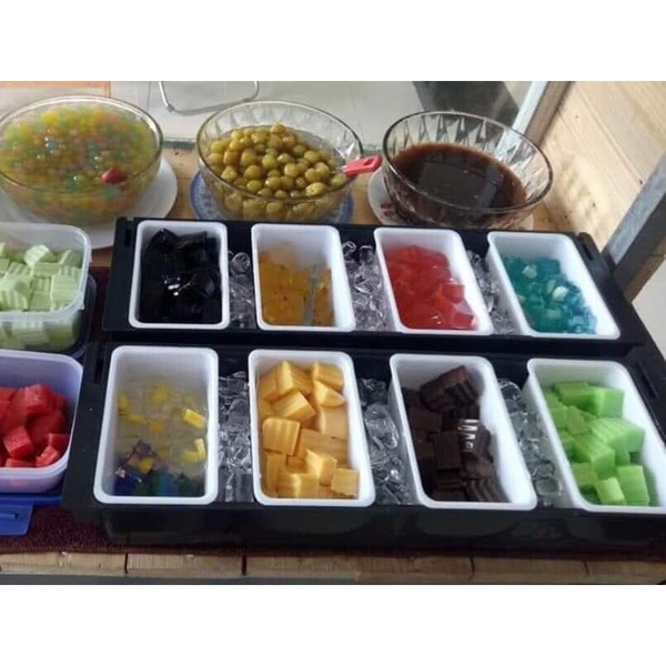 Khay Đựng Thạch, Topping, Trái Cây Trà Sữa 3 - 4 - 5 - 6 ngăn