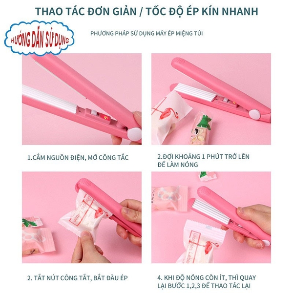 Máy hàn miệng túi mini cầm tay, dùng với túi nilon, kẹp hàn nhiệt - THE GARDEN