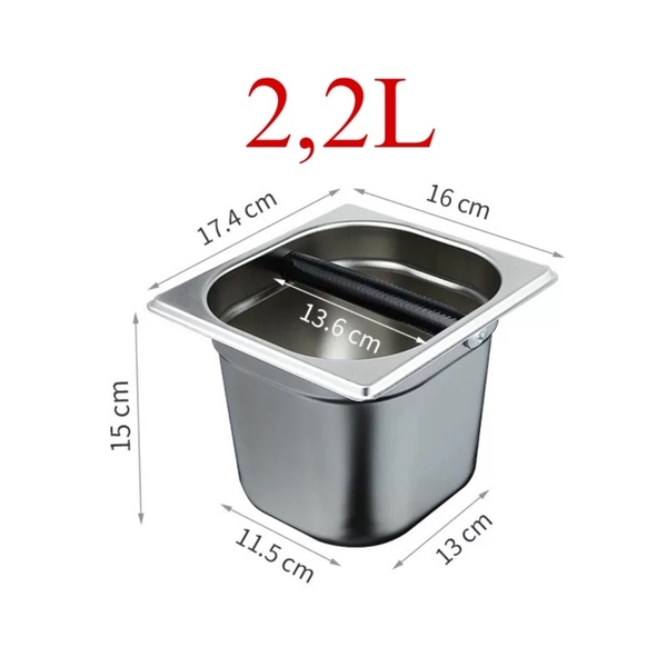 Hộp đạp bã cà phê Espresso | Inox | Dung tích 2.2L và 1.4L