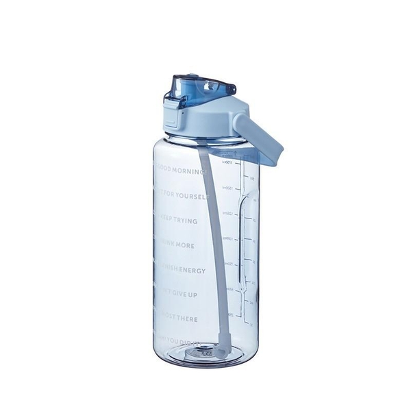 Bình nhắc nhở uống nước có ống hút, vạch chia màu | Dung tích 2000ml