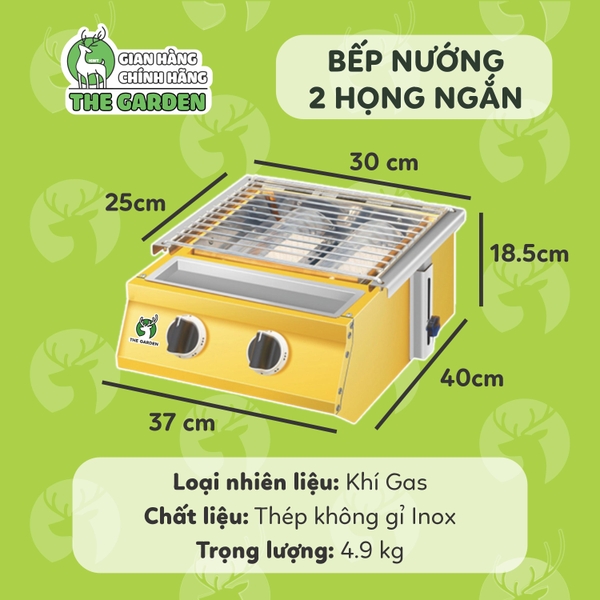 Bếp nướng Gas không khói THE GARDEN BN-04N | 4 HỌNG NGẮN