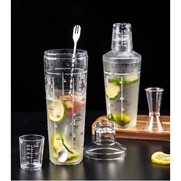 Bình lắc nhựa Shaker nhiều vạch 530ml và 700ml