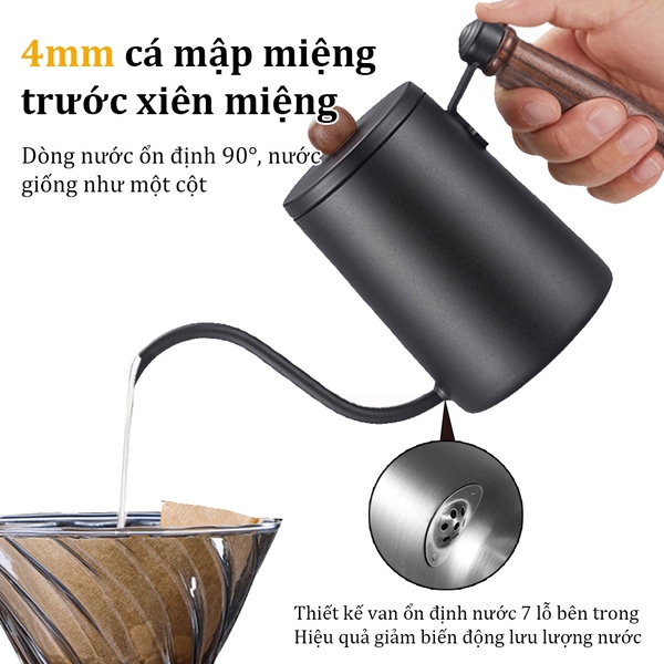 Bình cổ ngỗng có nhiệt kế đồng hồ | Dung tích 600ml