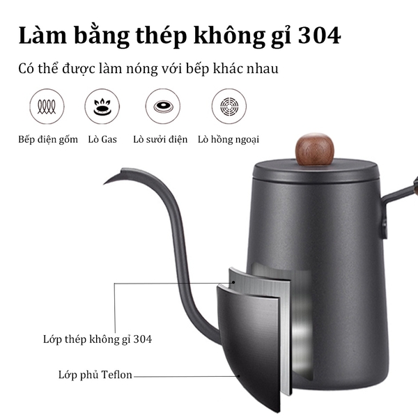 Bình cổ ngỗng có nhiệt kế đồng hồ | Dung tích 600ml