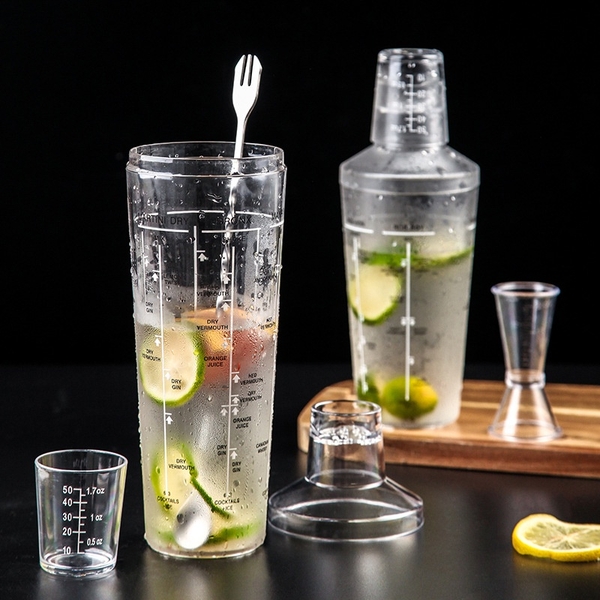 Bình lắc nhựa Shaker nhiều vạch 530ml và 700ml