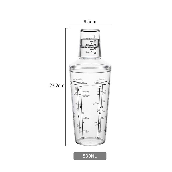 Bình lắc nhựa Shaker nhiều vạch 530ml và 700ml