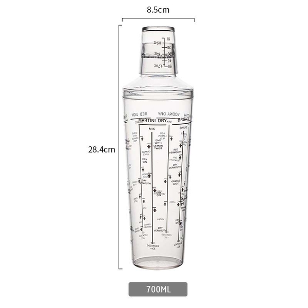 Bình lắc nhựa Shaker nhiều vạch 530ml và 700ml