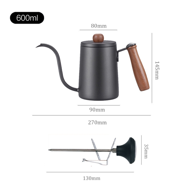 Bình cổ ngỗng có nhiệt kế đồng hồ | Dung tích 600ml