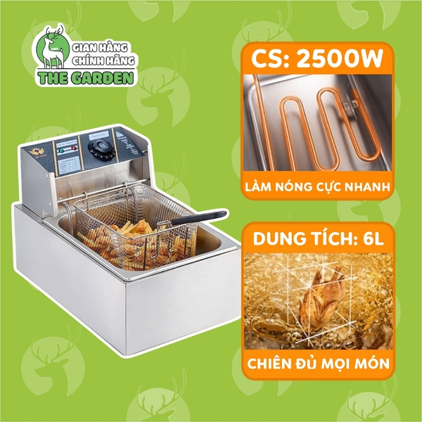 Bếp chiên ngập dầu nhúng điện THE GARDEN TG-01 | Dung tích 6L | Công suất 2500W