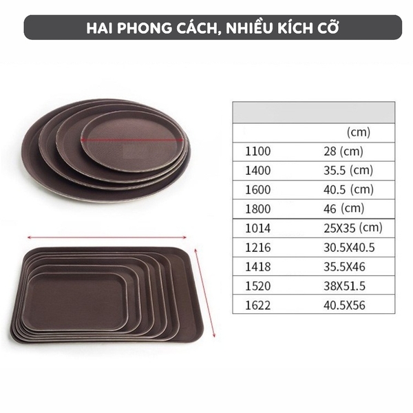 Khay nhựa phục vụ, bưng bê đồ uống | Tròn | Nhiều kích thước