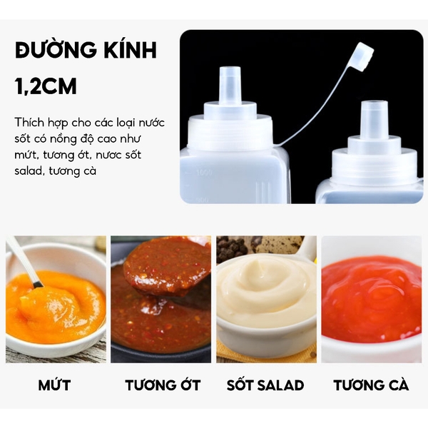 Bình Nhựa Đựng Tương, Sirup, Nước Sốt, Chai lọ đựng siro | Nhiều Dung Tích | Có Vạch Chia | Hình tròn