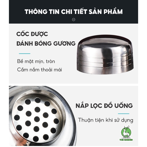 Bình lắc Shaker | Chất liệu inox | Dung tích 350ml 550ml 750ml