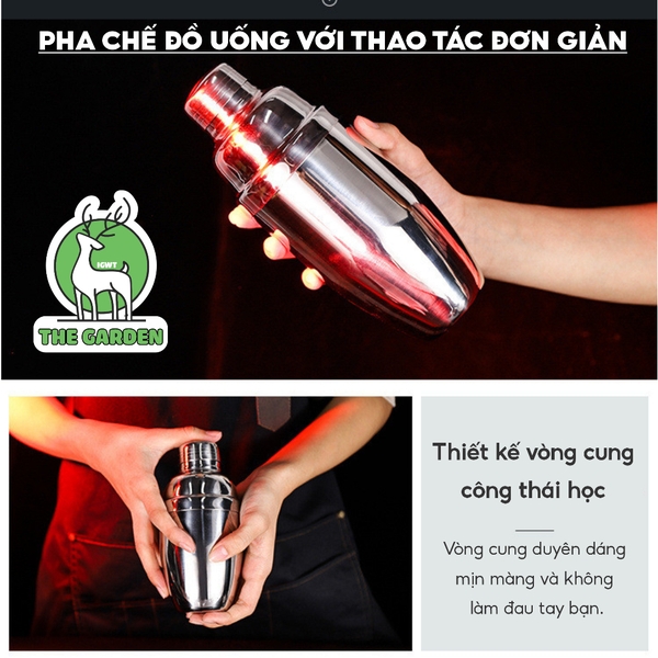 Bình lắc Shaker | Chất liệu inox | Dung tích 350ml 550ml 750ml