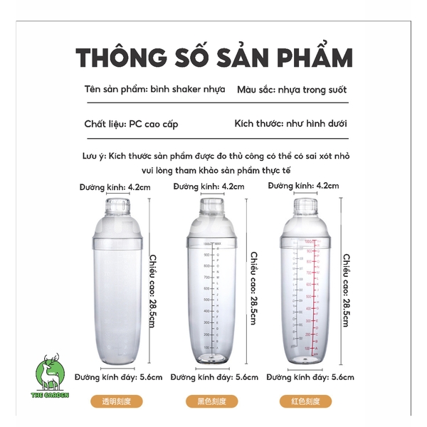 Bình lắc shaker nhựa | Dung tích 700ml
