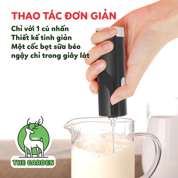 Máy tạo bọt cafe, máy đánh trứng mini cầm tay THE GARDEN nhỏ gọn