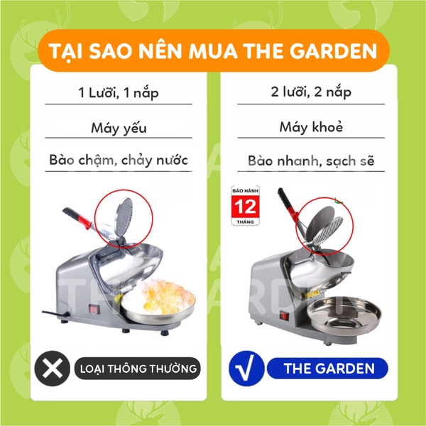 Máy Bào Đá THE GARDEN TG-50 | 2 lưỡi inox | 2 nắp | 500W