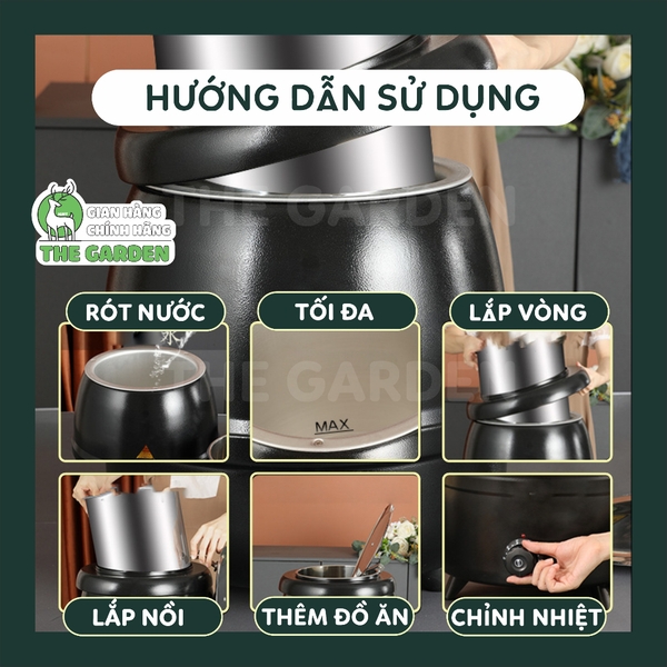 Nồi Ủ Trân Châu 10L Vỏ Gang THE GARDEN