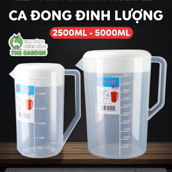 Ca đong nhựa | Có nắp cứng màu trắng | Dung tích 2500ml và 5000ml