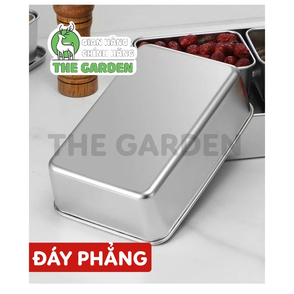 Bộ khay inox 304 THE GARDEN đựng topp g - gia vị  6 và 8 ngăn có nắp nhựa