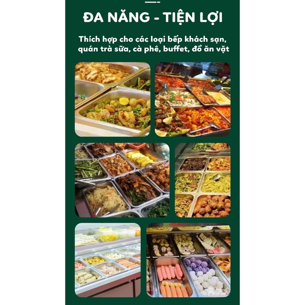 Khay đựng topping inox cao cấp |  sâu 10cm | Có nắp | Nhiều kích thước