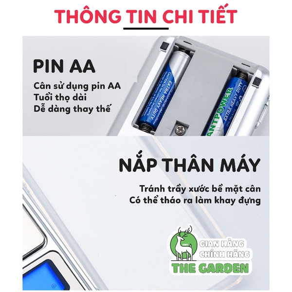 Cân Điện Tử Bỏ Túi THE GARDEN Độ Chính Xác Cao, 200g/0.01g Tặng kèm 2