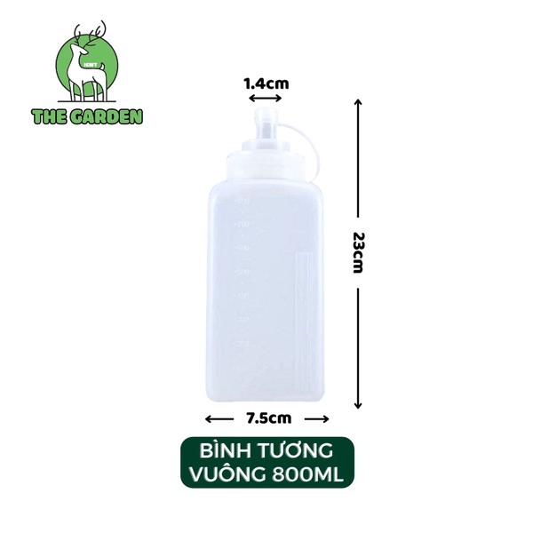 Bình Nhựa Đựng Tương, Sirup, Nước Sốt, Chai lọ đựng siro | Nhiều Dung Tích | Có Vạch Chia | Hình vuông